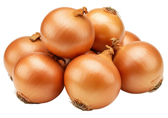 A close-up view of a pile of fresh, shiny onions, showcasing their smooth texture and natural color
