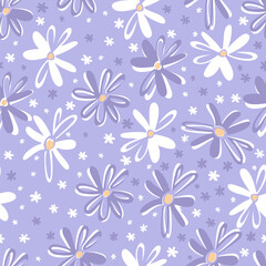 Blue ditsy floral. Seamless background for fabrics, textiles, packaging and wallpaper.