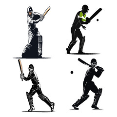 Cricket Sports Player Silhouette vector