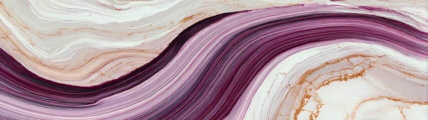 Semiprecious agate-like background with dynamic layered violet and blush bands