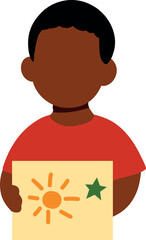 Boy Holding Drawing Sun and Star