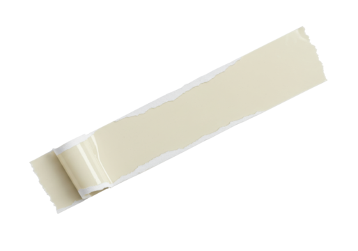 A roll of cream-colored paint tape with a torn edge on a white background, ideal for DIY projects