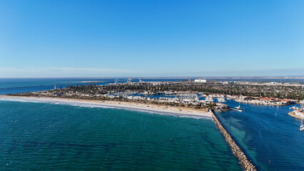 North Haven Beach, North Adelaide, South Australia: Aerial Drone Image Capturing the Marina, Boats, Residential Areas, Sandy Shoreline, Breakwaters, and the Blue Coastal Waters