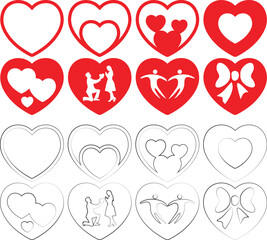 Vector Hearts Doodle Set. Love Symbol Collection Isolated on white. Valentines Sketch
