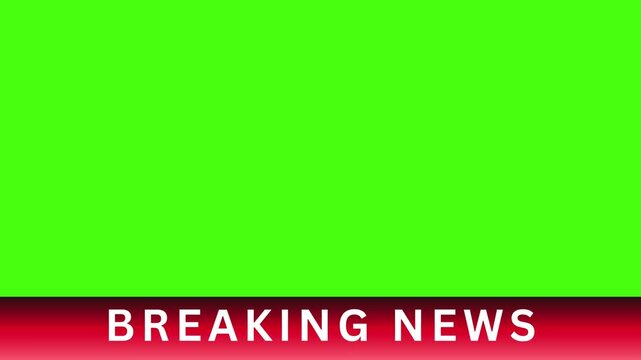 a breaking news backdrop. It has a green screen and a red breaking news banner.