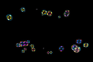 Soap bubbles isolated on a black background