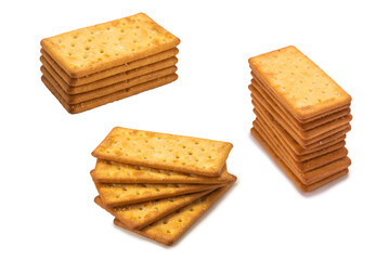 Cracker with salt isolated on white.