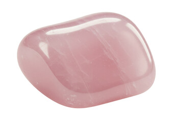 Smooth pink gemstone resting on a white surface, showcasing its polished texture and shine