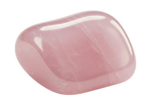 Smooth pink gemstone resting on a white surface, showcasing its polished texture and shine