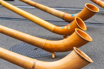 Traditional swiss wind instruments - alphorns