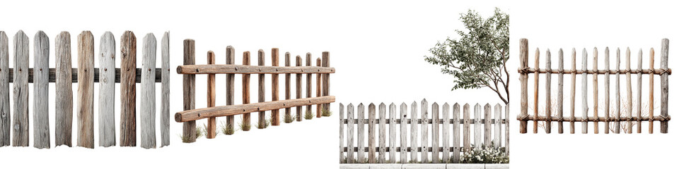 Obraz premium Weathered wooden fences and gates in a rural countryside landscape
