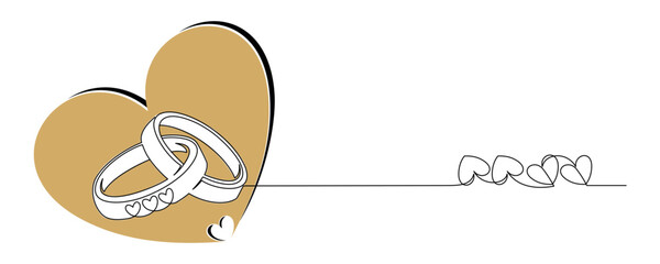 illustration of wedding rings with heart background 2