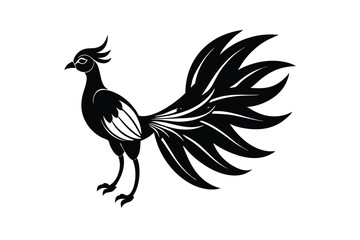 Fantasy Bhemapiyara bird with vibrant colorful plumage vector art illustration