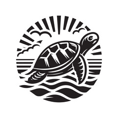 turtle logo, editable vector image
