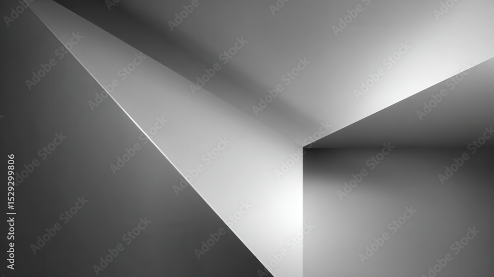 Poster geometric architectural composition featuring interplaying light and shadow, revealing minimalist de