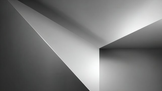 Geometric architectural composition featuring interplaying light and shadow, revealing minimalist design with dynamic abstract visual elements