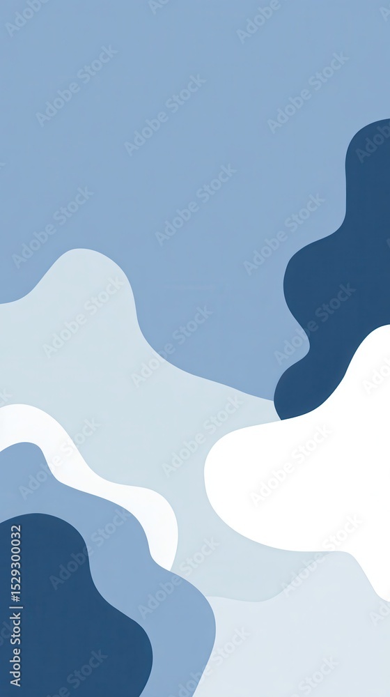 Aufkleber blue and white waves blending smoothly, forming contemporary abstract pattern with flowing lines and
