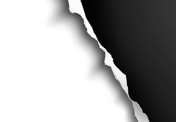 Torn Paper Design With Black Section On White Background