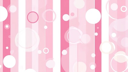 Abstract Pink And White Striped Background With Circles