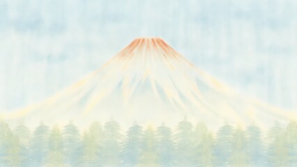Majestic mountain landscape with gentle colors and serene atmosphere.