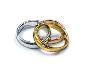 Watercolor Wedding Rings Illustration: Gold, Silver, Rose Gold