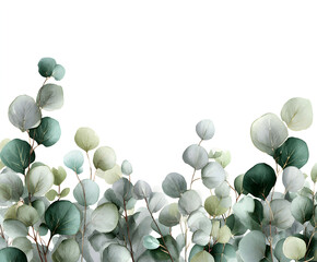 Watercolor Eucalyptus Border