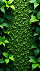 Moss and fern create a naturalistic flowing pattern, covering a textured wall , plant, rustic, sustainable