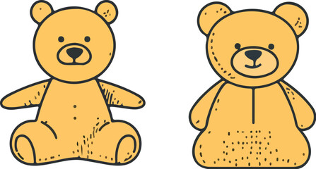 Two cute teddy bears vector illustration isolated on white background perfect for kids apparel posters greeting cards invitations stickers web banners and other marketing materials