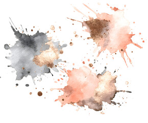 Watercolor Splashes with Gold Accents: Abstract Art, Elegant Design Element