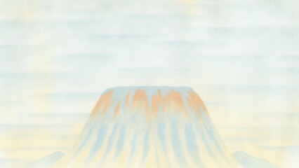 Mountain landscape with soft colors and a serene atmosphere.