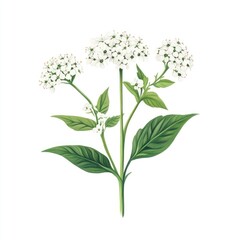 Ground elder flowers illustration leaves.