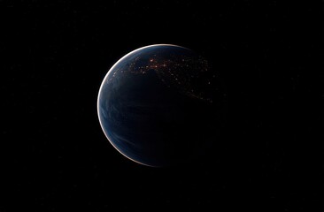 Pixelated Planet Earth In Dark Space