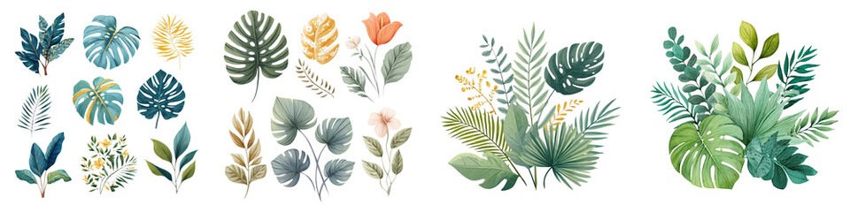 Tropical foliage and botanical leaves collection