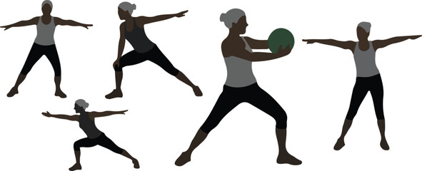 Energetic Female Silhouettes – Dance, Jump, and Workout Poses