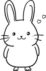 Cute cartoon bunny rabbit with hearts vector illustration isolated on white background concept for print, web, design, banner, poster, sticker, card and textile design