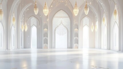 Obraz premium A grand, white interior space, illuminated by light and intricate details