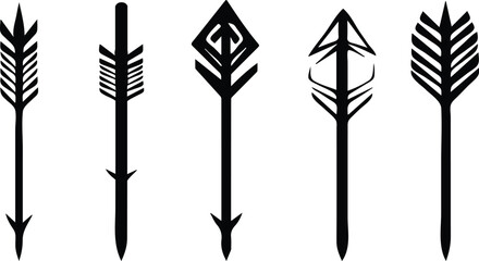 Five different arrow designs vector illustration isolated on white background concept for print web design banner poster sticker card textile and game design