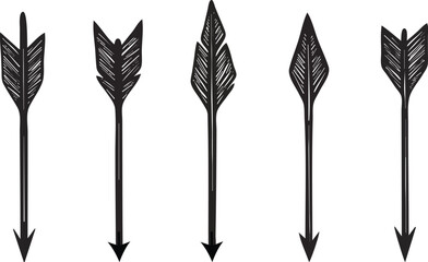 Set of five hand drawn arrows vector illustration isolated on white background concept for print web design banner poster sticker card and textile design
