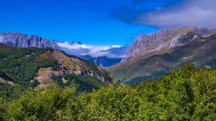 Picos de Europa National Pak from Pandetrave Viewpoint, Pandetrave Mountain Pass, León, Castile and León, Spain, Europe