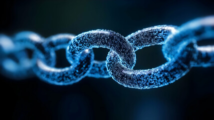 Glowing Blue Metal Chain Links Abstract Background