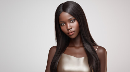 Fototapeta premium Elegant Black-Haired Woman with Smooth Skin