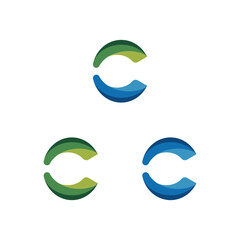 Logo Abstract Simple Initial Letter C Vector on White Background