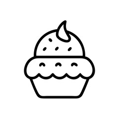 Dessert icon in black and white outline