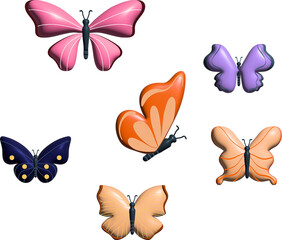 set of butterflies