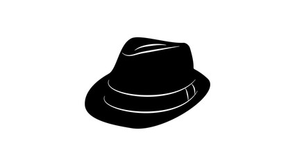 The Fedora hat, black isolated silhouette