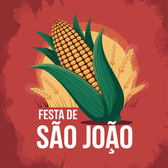 Festa de S&atilde;o Jo&atilde;o Corn Celebration Poster Traditional Brazilian Festival