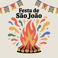 Festa de São João Bonfire Celebration Brazil Traditional June Party Art
