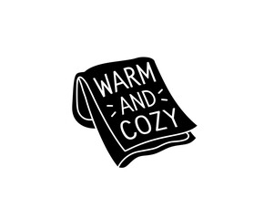 Blanket icon vector in black color on white background. Warm and cozy blanket.