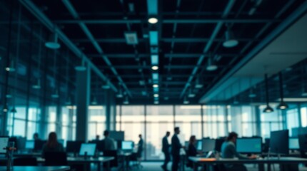 Modern office interior blurred background business people working space team