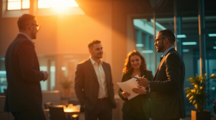 Modern office interior blurred background business people working space team